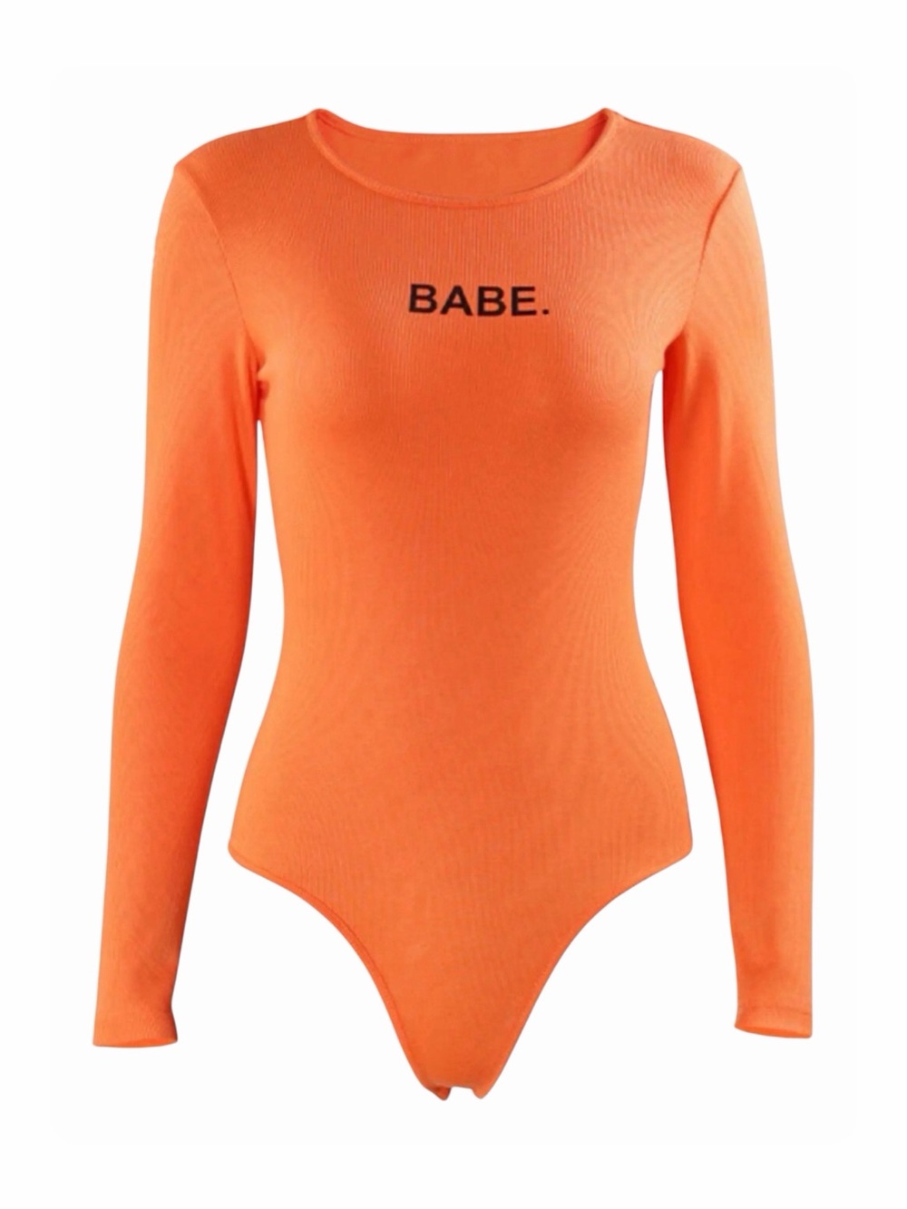 ★ Vintage Women’s Fashion Forward Long Sleeve Colorful Bodysuit Orange S/M ★